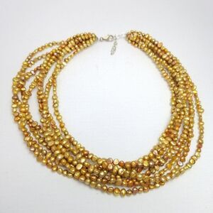 Vintage Silpada 8 Strand Sterling Silver Copper Freshwater Pearl Beaded Necklace